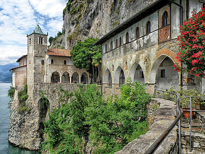 Santa caterina del sasso, Italija, samostan, zgrada, arhitektura, povijesne, reper