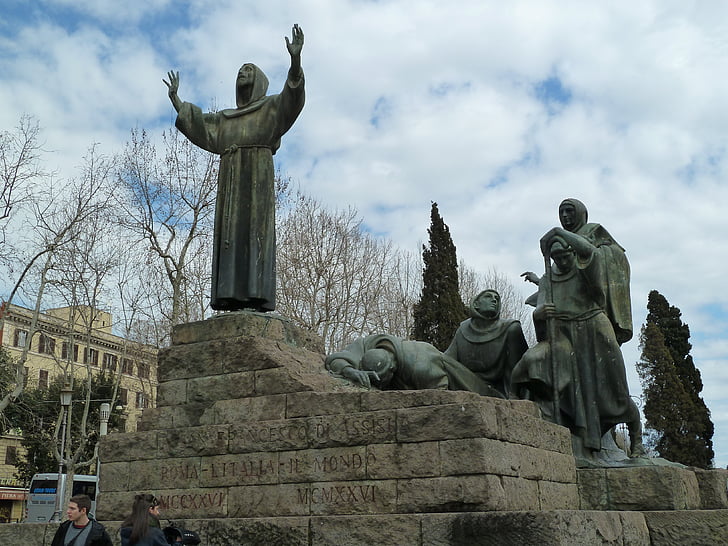 Roma, St francis assisi, Franciscan, heykel, Bulunan Meşhur Mekanlar, anıt, Geçmiş