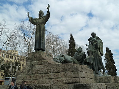 Rome, St Franciscus van assisi, Franciscaanse, standbeeld, beroemde markt, monument, geschiedenis