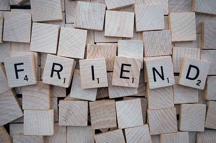 friend, word, scrabble, letters, wooden, wood - material, text