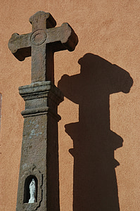 Cruz, sombra, religião, luz, cristão, sol