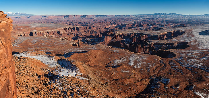 krajina, malebný, Panorama, Grand view bod stezka, Národní park Canyonlands, Utah, Spojené státy americké