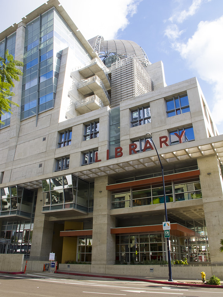 san diego, library, downtown, city, california, books, library books