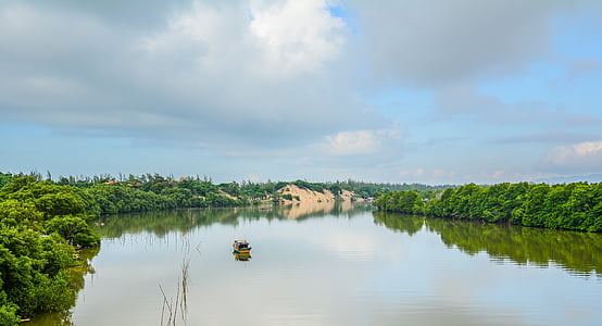 el barco, el solo, en el lado del río, taza interior, Peng chau