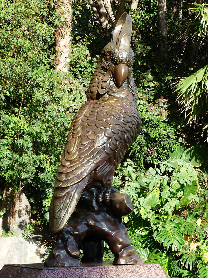 papegøje, figur, bronze statue, dyr, dekoration, fugl, fugle figur