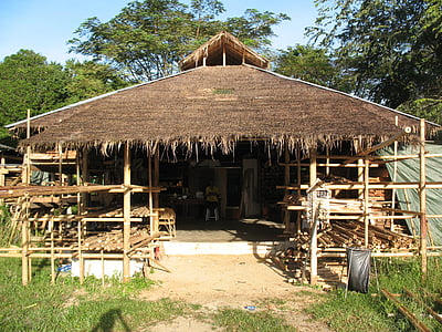 Хижа, бамбук, Домашно огнище, навес, барака, Тайланд, традиционни