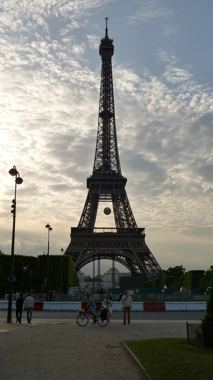 Parijs, Eiffeltoren, stalen structuur, het platform, World's fair, silhouet, stemming