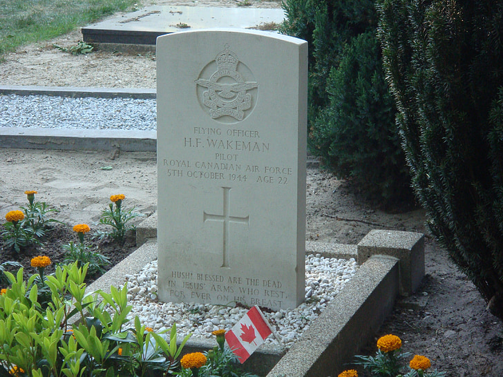 Krieg-Grab, Pilot, Niederlande, Kanada, zum Gedenken