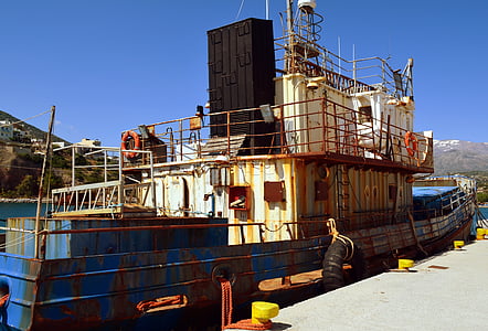 ship, fishing vessel, lifebelt, old, cutter, seafaring, boot