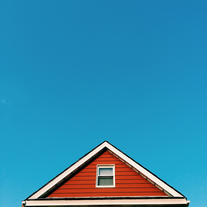 sostre, Escandinàvia, vermell, edifici, casa, colors, contrasten