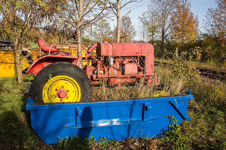 traktor, poľnohospodárstvo, úžitkový automobil, traktory, pracovný stroj, staré, vrak