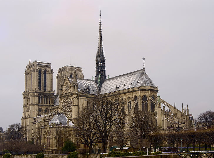 Notre, Dame, Cathedral, Architektúra, kostol, budovy, Paríž