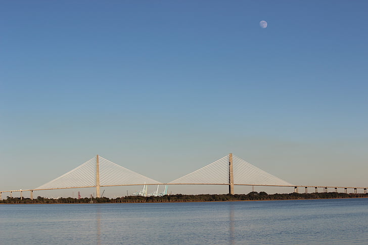 Most, Jacksonville, Architektura, Florida, sceniczny, Johns, Księżyc