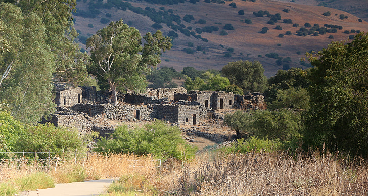 opuštěné ruiny, vesnice, město duchů, yahudia, Golanských výšin Izrael, starověké, historické