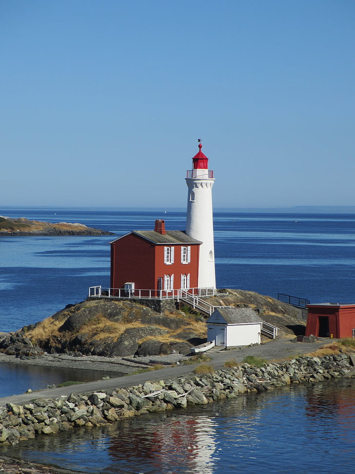lighthouse, vancouver, canada, fisgard, sea, coastline, beacon