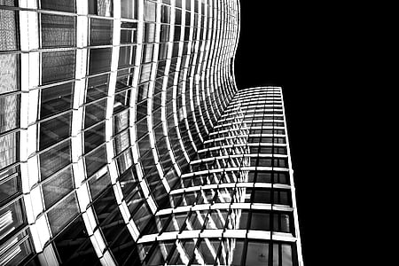 Architektur, Wolkenkratzer, Glas-Fassaden, moderne, Fassade, Gebäude, Düsseldorf