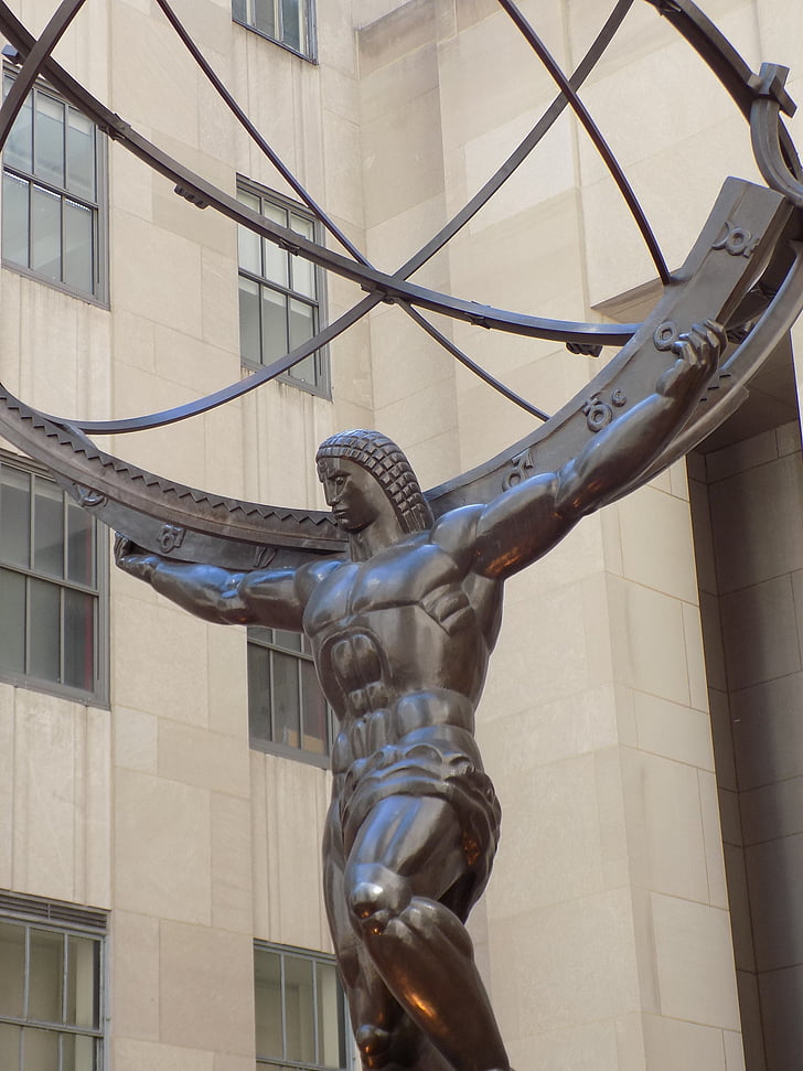 Atlas, bronz, socha, NYC, New york, 5., svět