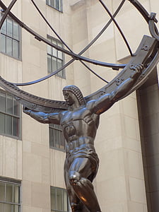 Atlas, pronks, Statue, NYC, New york, 5., maailma