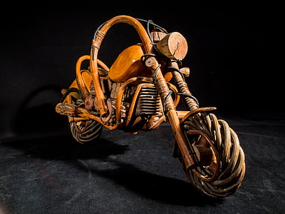 moto de madeira, modelo de madeira, arte da Tailândia, equipamentos