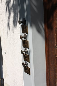 zvonček, staré, mosadz, adresa, dvere