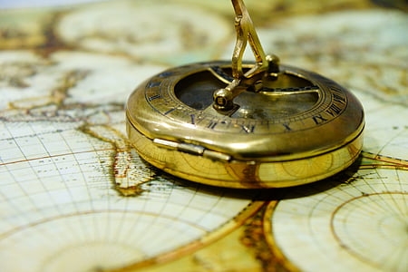 Компас, Антик, карта на света, навигация, маршрут, Северна, Уест
