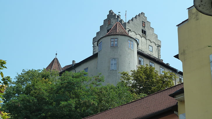 Meersburg, Konstanz Gölü, Kale, eski şehir, fachwerkhäuser, romantik, mimari