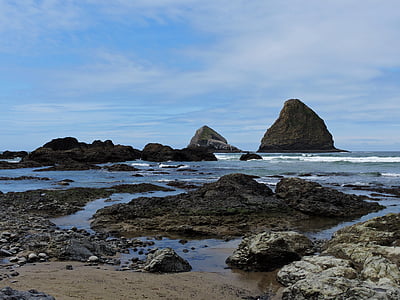 Wybrzeże, Oregon coast, Ocean, wody, Plaża, Natura, piasek