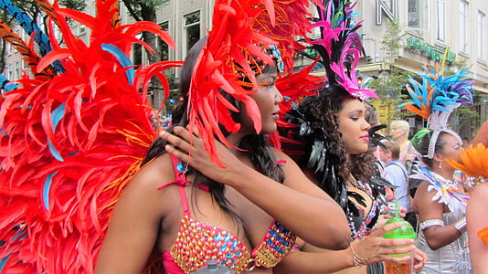 part, Carnival, Lycklig, sommar, kvinna, vacker kvinna, Rotterdam