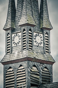 Steeple, orologio, Chiesa, architettura, vecchio edificio, vecchio, storicamente