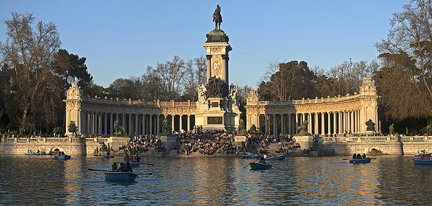 pašalinimas, ežeras, parkas, laisvalaikio, Architektūra, sodas, Madridas