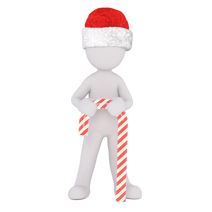 бял мъж, бяло, фигура, изолирани, Коледа, 3D модел, цялото тяло