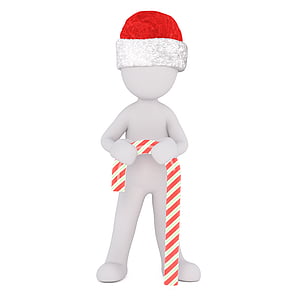 blanke man, wit, Figuur, geïsoleerd, Kerst, 3D-model, volledig lichaam