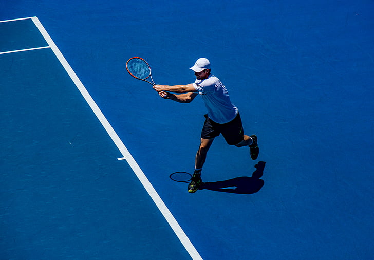 hombre, jugando, tenis, durante el día, deporte, un hombre sólo, Atleta