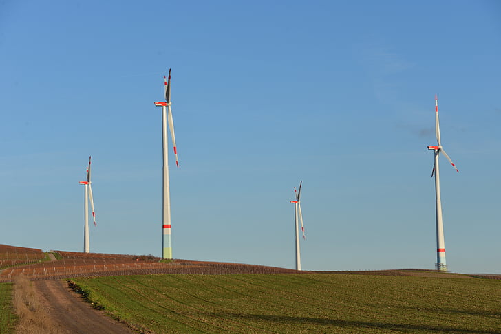 veter park, windräder, energije, eko energetika, vetrna energija, nebo, modra
