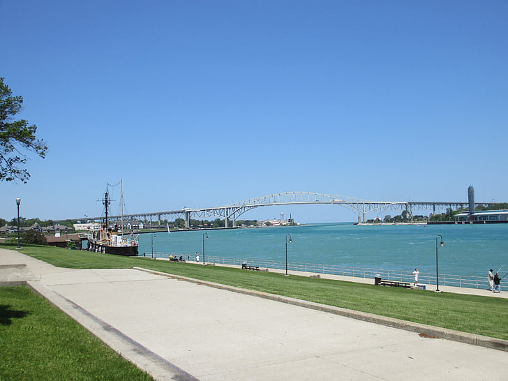 Fluss, Michigan, St. Clair River, Brücke, Architektur, Architekturdesign, Struktur