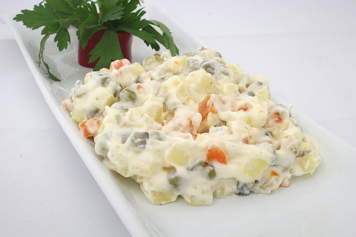 american salad, mayonnaise, garnish, appetizer, cold appetizers, help, food