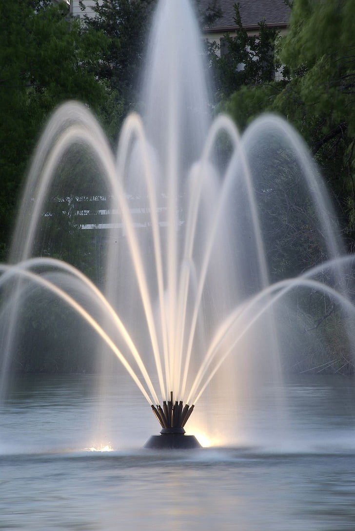 water, technology, pond, fountain, flow, source, attraction