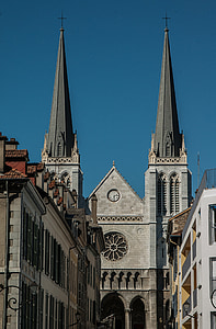 Frankrike, Pau, kyrkan, klocktornet, rosett