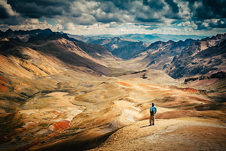 Peru, Abbildung, Mann, Landschaft, Berge, Wüste, Natur