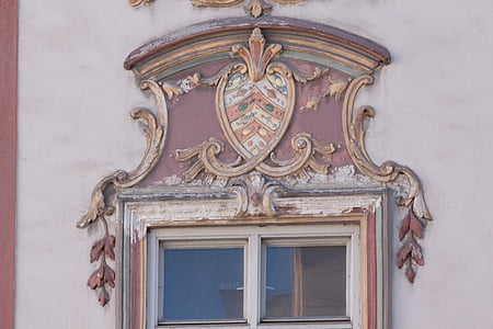 rococo, façade, style, art européen, stuc, peinture, fenêtre de