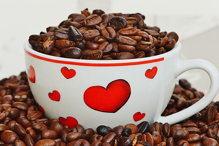 caffè, per due, amore, cuore, Coppa, giorno di San Valentino, godere