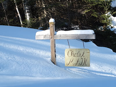 neige, hiver, Chalet, signe