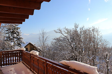山, 雪, 風景, スイス, 冬