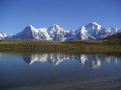 艾格尔峰, 和尚, 处女, 山脉, 格林德沃, 冬天, 瑞士