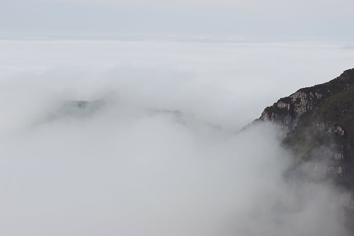 preto, nuvens, cloudscape, nevoeiro, alto ângulo de tiro, névoa, montanha