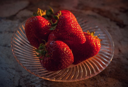 fraises, coucher de soleil, fraise, Berry, fruits, Sweet, jardin