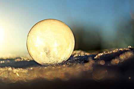 Ball, bulle de savon, globe de givre, blister de givre, eiskristalle, glace, gel