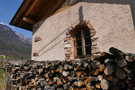 Къща за защита, holzstapel, купчина от дърво, дърва за огрев, дървен материал, стълбовидна с наслагване, дърва за огрев stack
