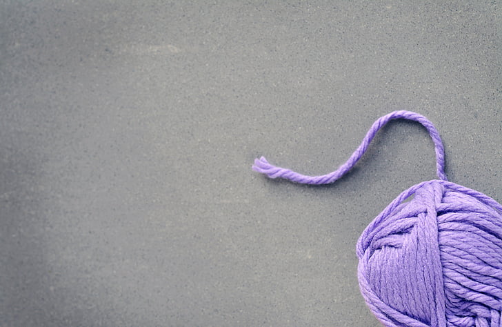 laine, Purple, Couleur, accessoires de tricot, fermer, texte dom