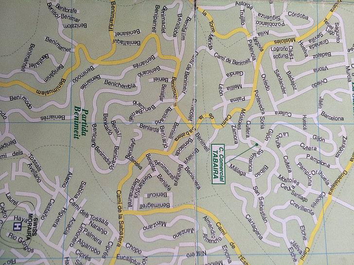 Karte, Spanien, Richtungen, Geographie, Navigation, Straßen, Plan